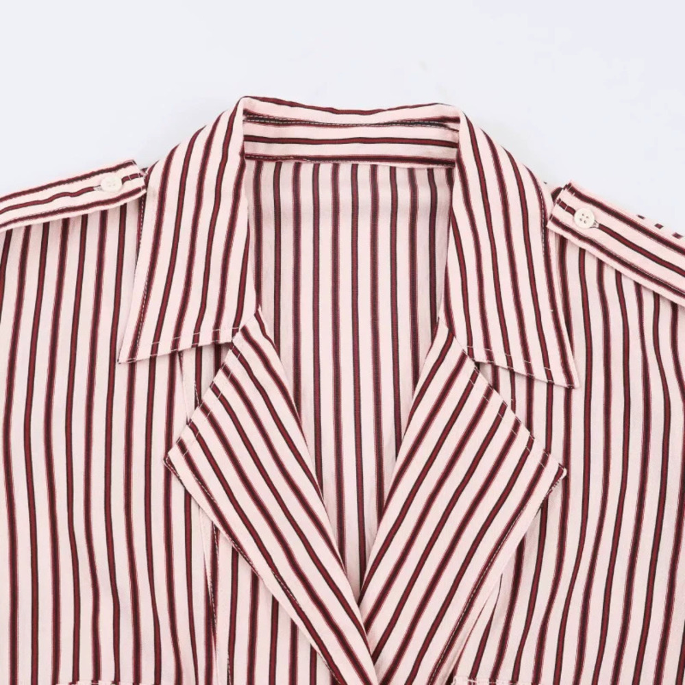 ZARA Fashion Casual Striped Bomber Jacket Style Shirt